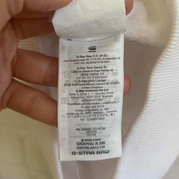 G-Star Raw Cropped Graphic Sweatshirt in White, SZ S LIKE NEW - Picture 12 of 12